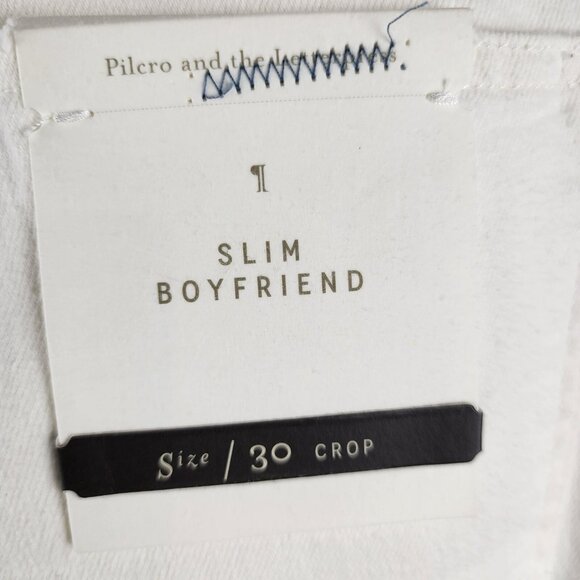 Pilcro & The Letterpress Jeans Womens 30x29 White Distressed Slim Boyfriend NWT - Picture 11 of 14